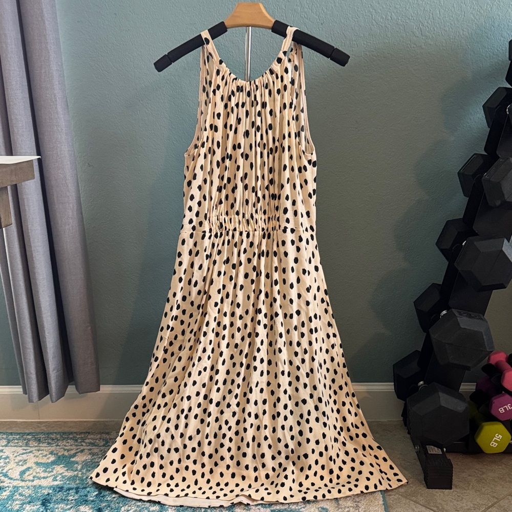 Kate Spade Black and Cream Spotted Midi Dress